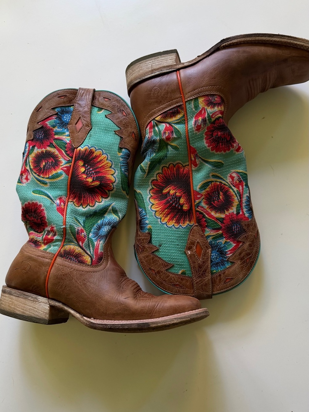 Ariat Ladies Circuit Champion Floral Brown Turquoise Boots Women’s 8 B 10019943